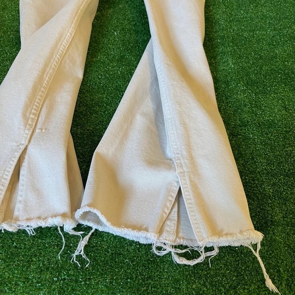 Zara Women's Split Raw Hem High Rise Denim Collection Beige Jeans Pants Size 06 - Picture 7 of 16